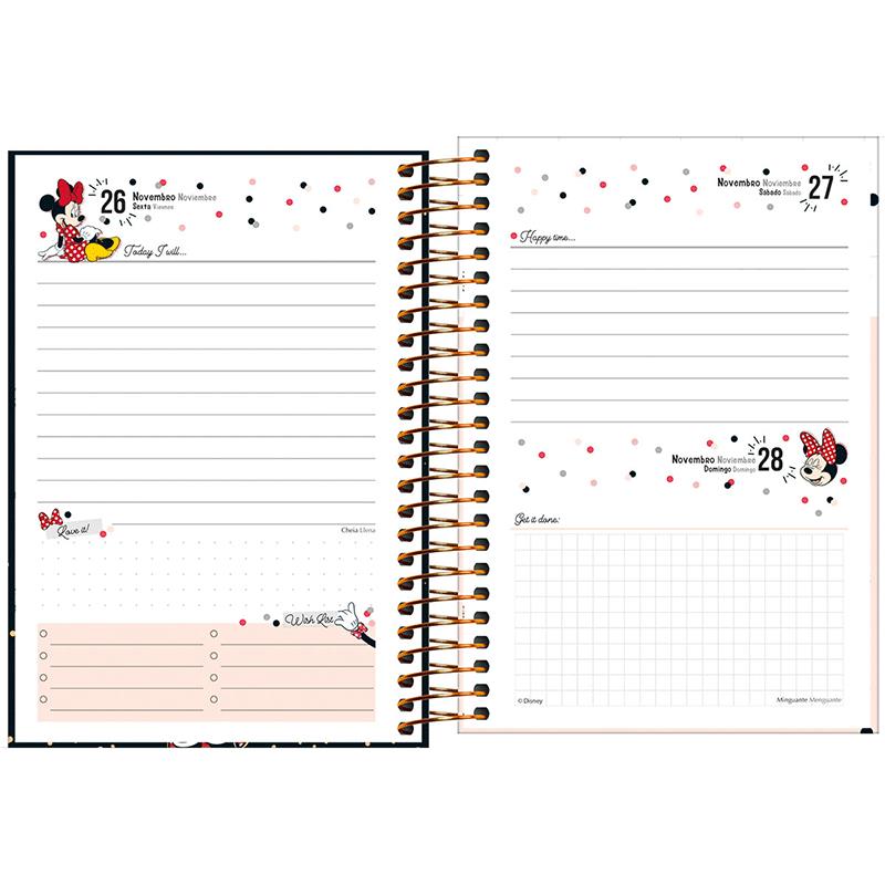 Agenda espiral diária Minnie 2026 - Tilibra