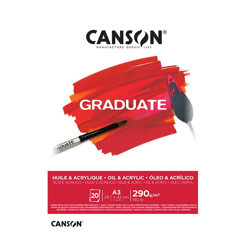 Bloco graduate óleo e acrílico A3 290g - com 20 folhas - Canson