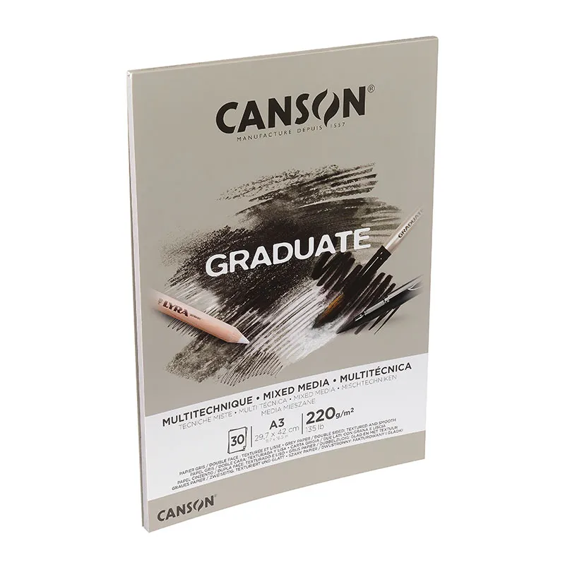 Bloco graduate multi técnica cinza A3 220g - com 30 folhas - Canson