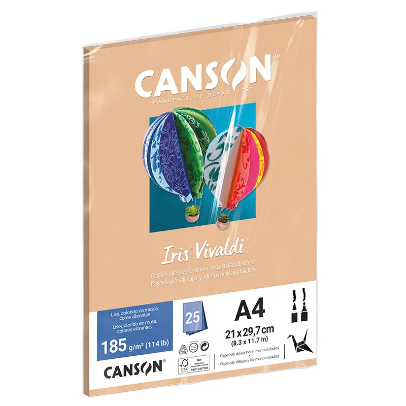 Papel Color Vivaldi A4 185g Casca de Ovo com 25 folhas - Canson