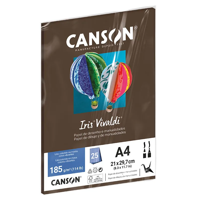 Papel Color Vivaldi A4 185g Chocolate com 25 folhas - Canson