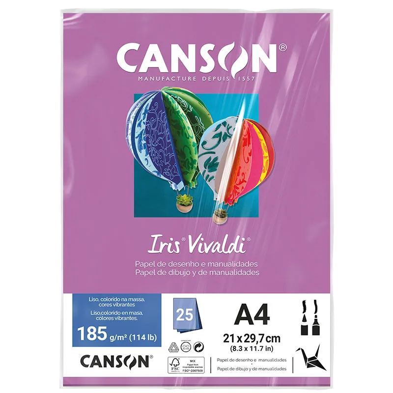 Papel Color Vivaldi A4 185g Malva com 25 folhas - Canson