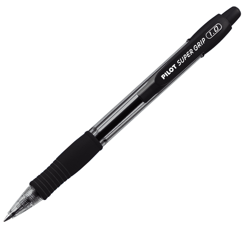 Caneta esferográfica Super Grip 1.0 Preta - Pilot - Escrita - Lepok
