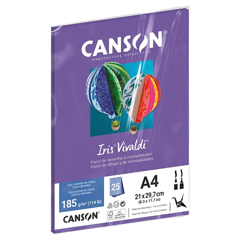 Papel Color Vivaldi A4 185g Violeta com 25 folhas - Canson