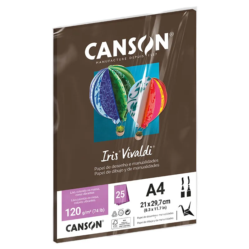 Papel Color Vivaldi A4 120g marrom Chocolate com 25 folhas - Canson
