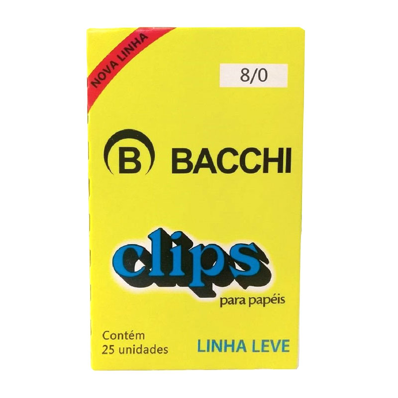 Clips galvanizado NR 8/0 - com 25 unidades - Bacchi - Escritório