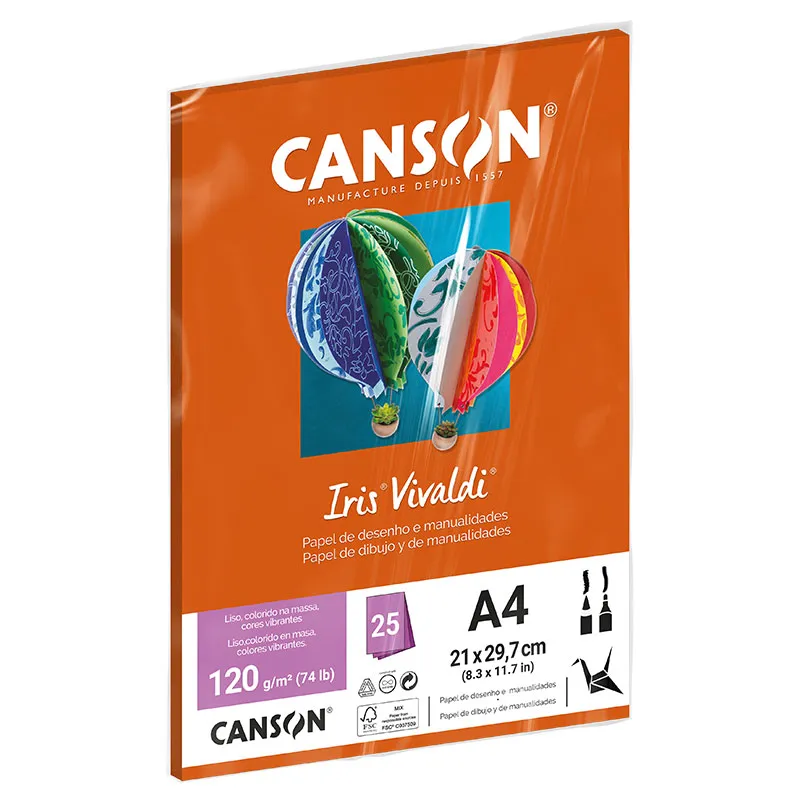 Papel Color Vivaldi A4 120g Laranja com 25 folhas - Canson