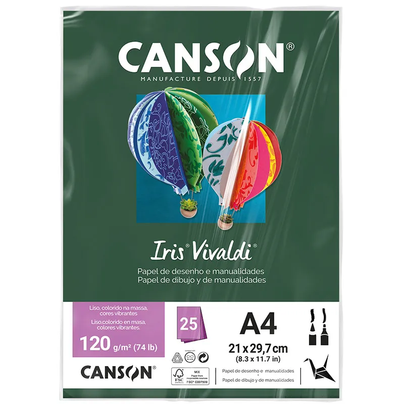 Papel Color Vivaldi A4 120g Verde Amazonas com 25 folhas - Canson