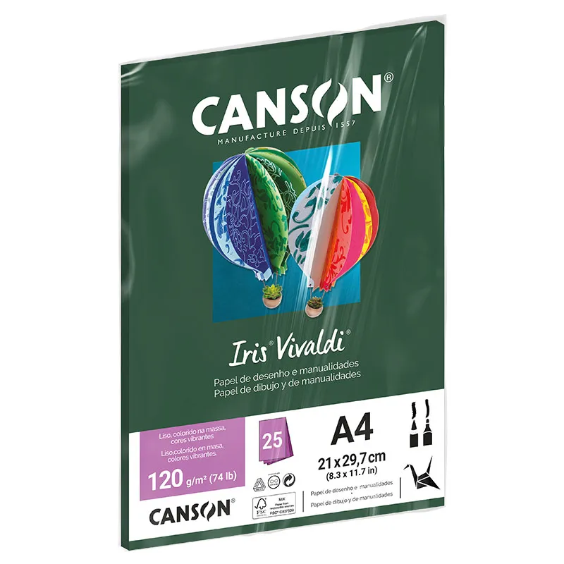 Papel Color Vivaldi A4 120g Verde Amazonas com 25 folhas - Canson