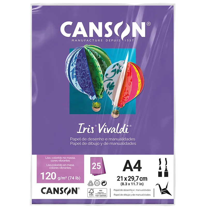 Papel Color Vivaldi A4 120g Violeta com 25 folhas - Canson