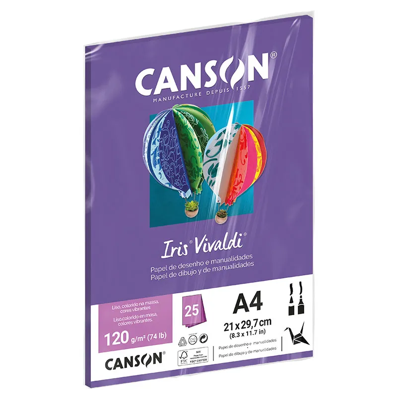 Papel Color Vivaldi A4 120g Violeta com 25 folhas - Canson