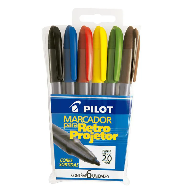 Pincel para retroprojetor 2.0 com 6 cores - Pilot