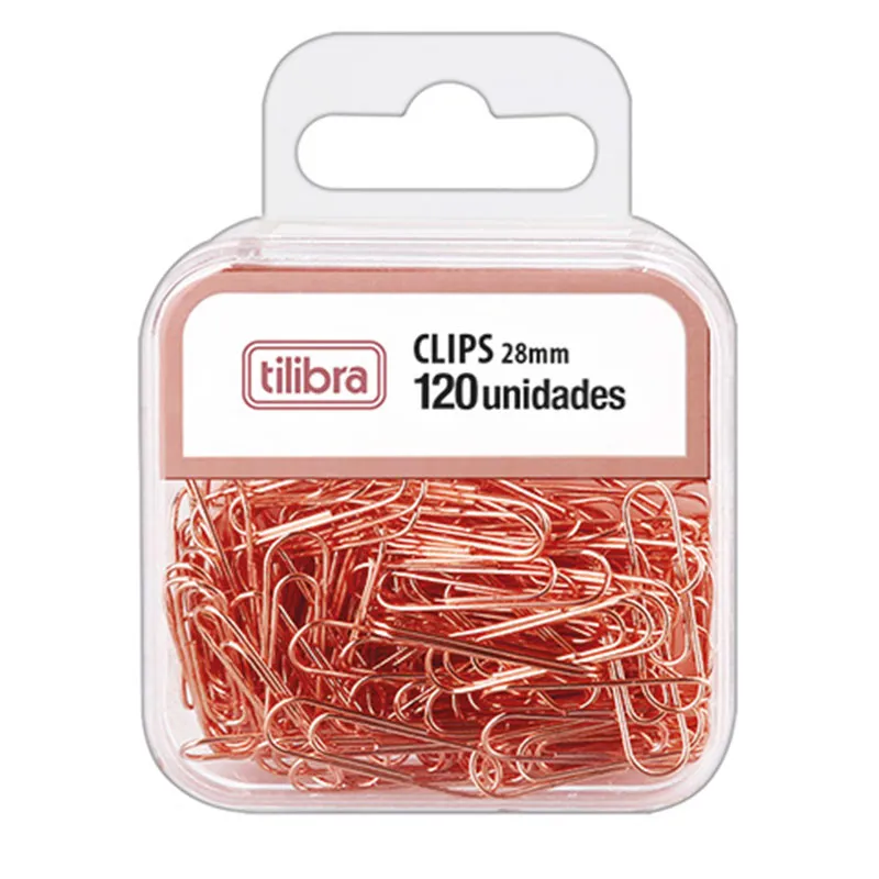 Clips Ouro Rose 28mm com 120 unidades 276499 - Tilibra