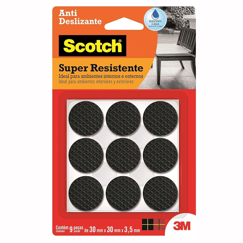 Protetor antideslizante Scotch redondo preto Grande 9 unidades - 3M