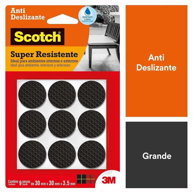 Protetor antideslizante Scotch redondo preto Grande 9 unidades - 3M