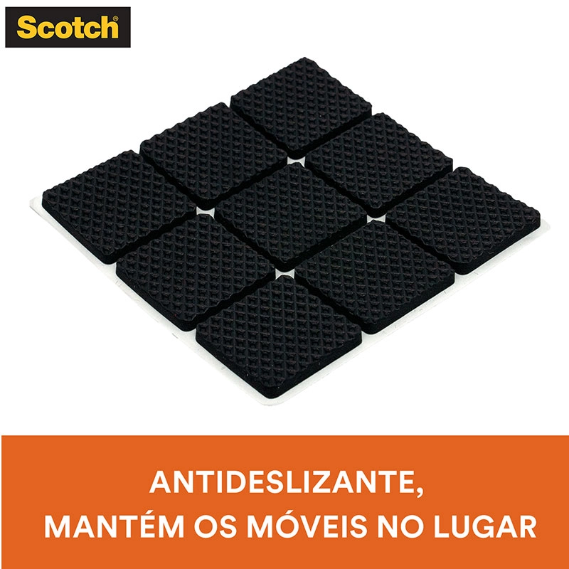 Protetor antideslizante Scotch quadrado preto Pequeno 12 unidades - 3M