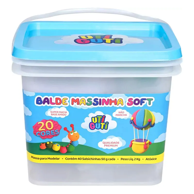 Massa de modelar Soft Utiguti Balde 2kg com 20 cores - Licyn