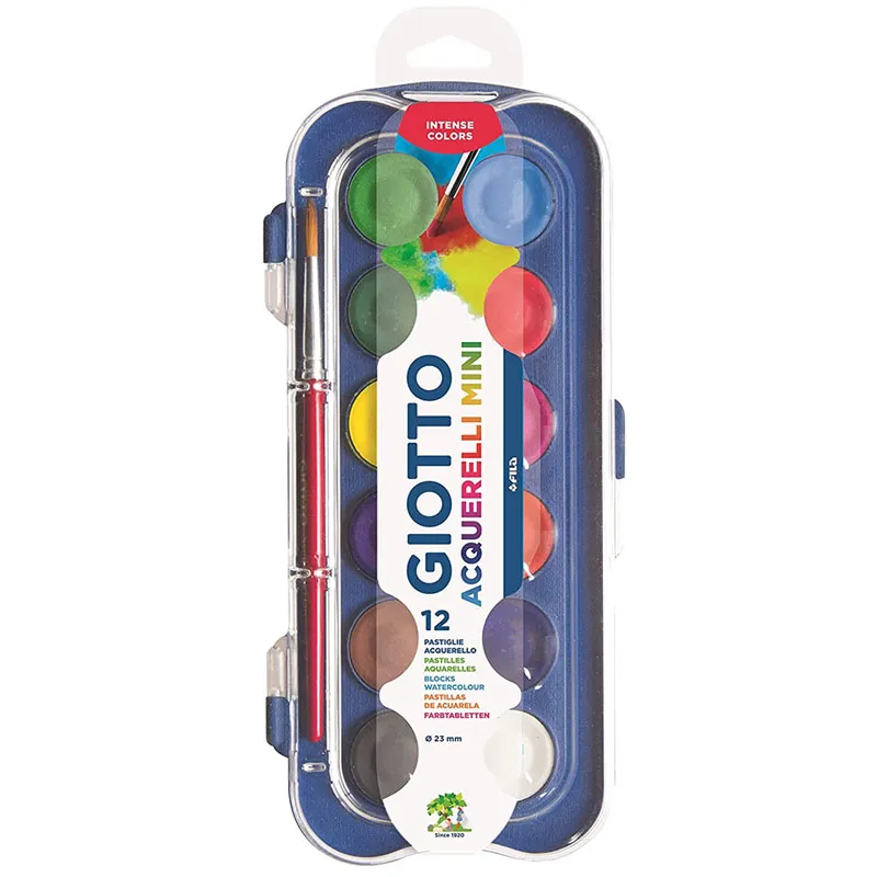 Aquarela mini Giotto pastilha 12 cores + 1 pincel - Licyn