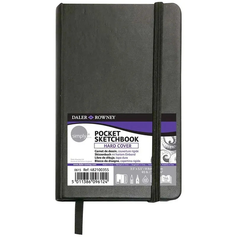 Caderno capa dura pocket sketchbook simply daler rowney c/ 72 fls - Canson