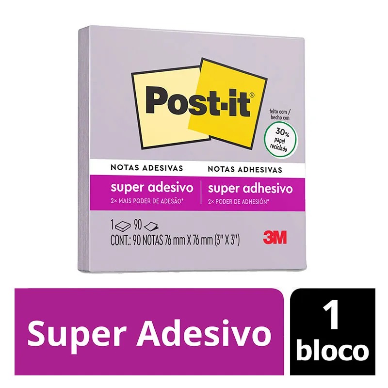 Bloco de notas super adesivas Post-it Orquídea 76x76mm 90 folhas - 3M