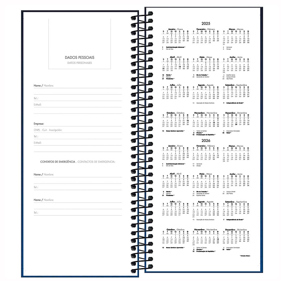 Agenda executiva espiral diária comercial Ideale 275x119mm 2026 - Tilibra