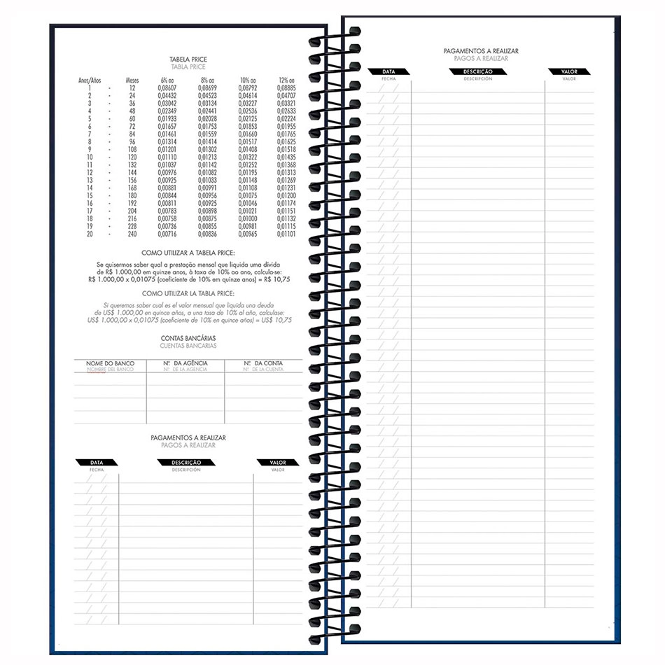 Agenda executiva espiral diária comercial Ideale 275x119mm 2026 - Tilibra