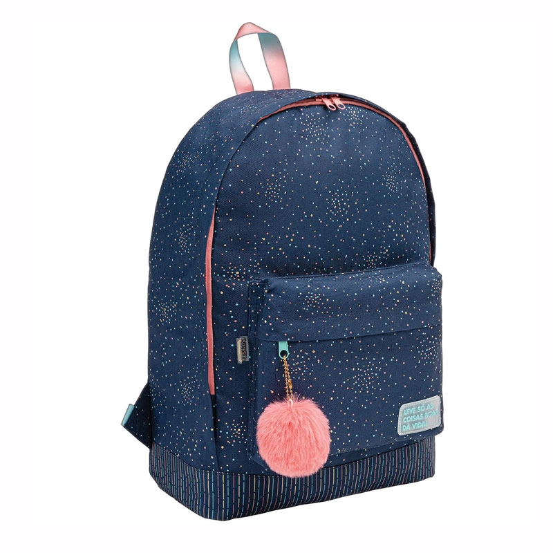 Mochila escolar grande sem roda - 336718 - Académie Dots Azul - Tilibra