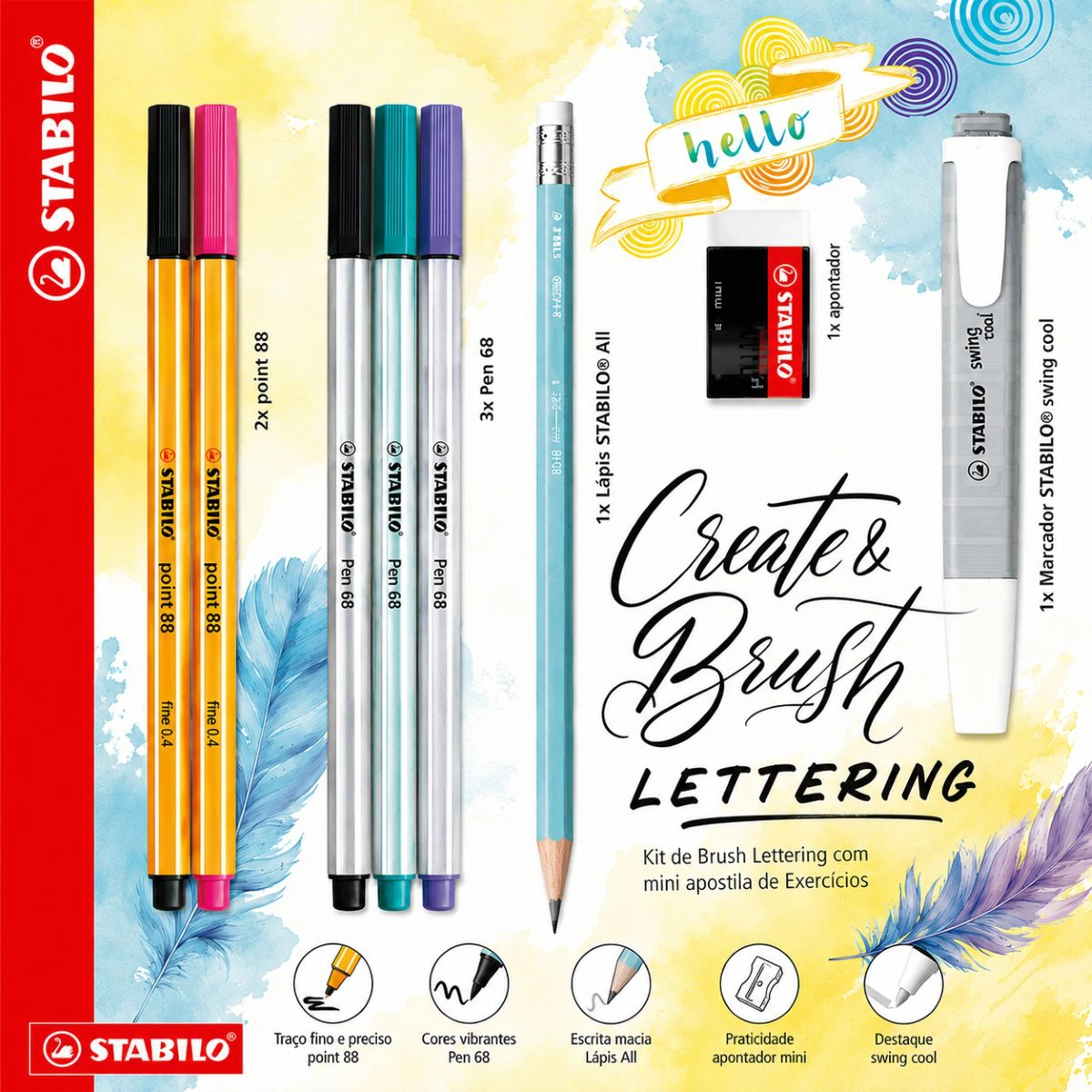 Kit brush lettering com 9 unidades 553405 - Stabilo