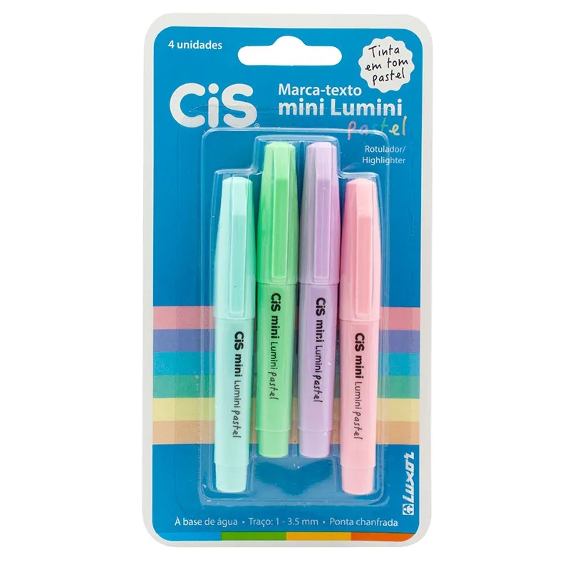 Pincel marca texto Mini Lumini pastel 4 unidades - Cis