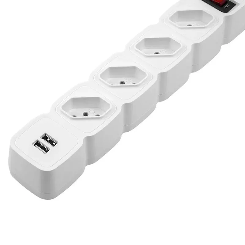 Protetor de linha com 4 tomadas e 2 portas USB Branco EPE 204 - Intelbras