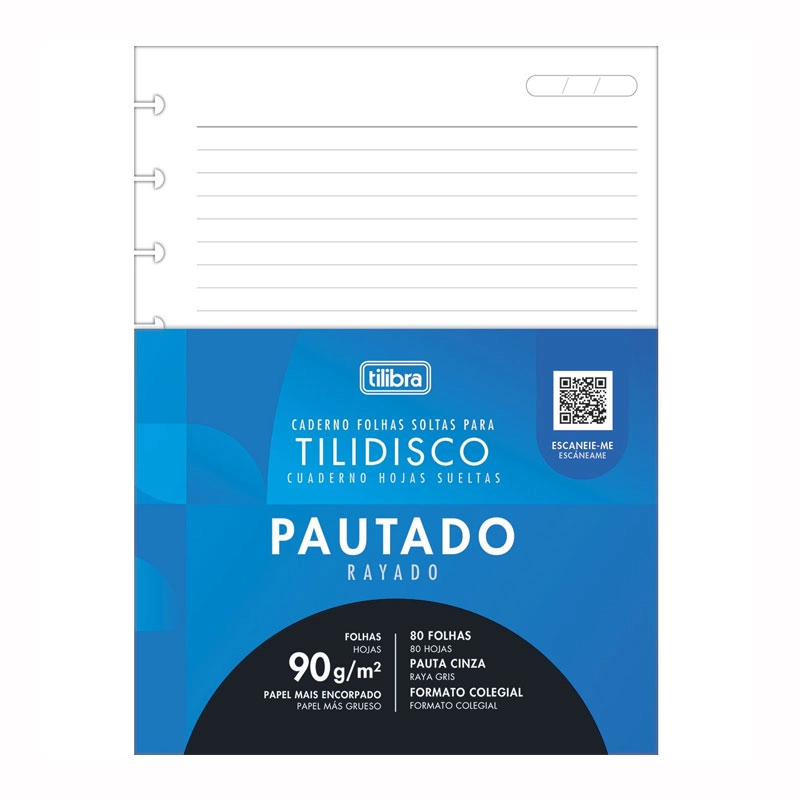 Bloco para tilidisco colegial pautado 80 folhas - Tilibra