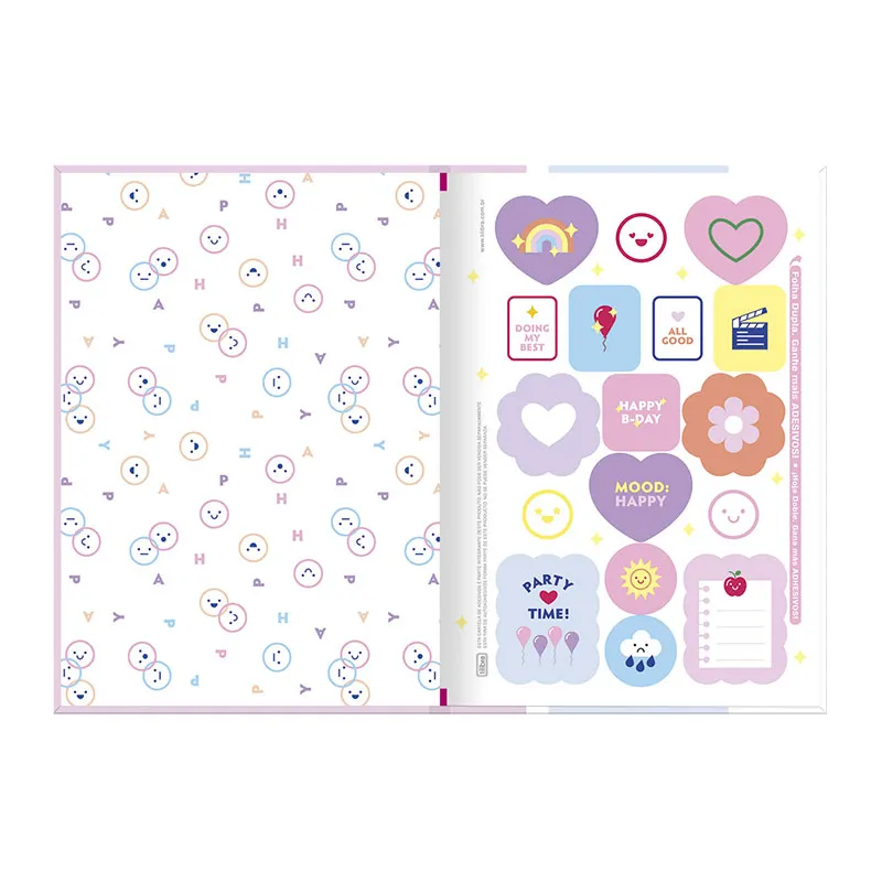 Caderno brochura capa dura 1/4 80 folhas Happy - Tilibra