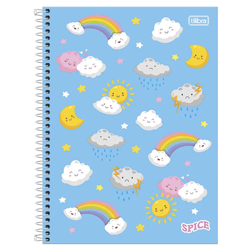 Caderno espiral capa dura universitário 10x1 160 folhas Spice Nuvens - Tilibra