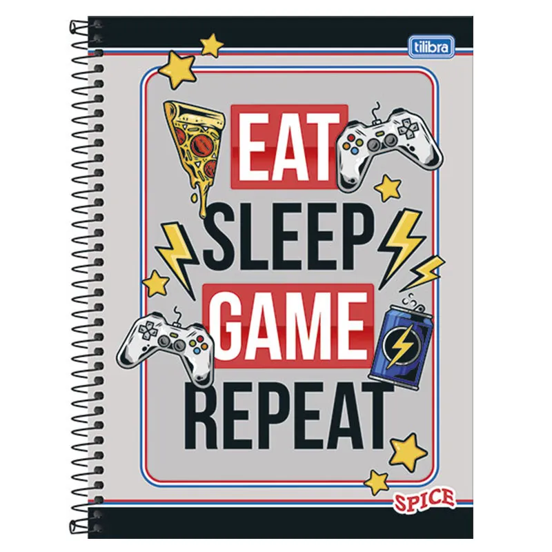Caderno espiral capa dura universitário 1x1 80 folhas Spice Game - Tilibra