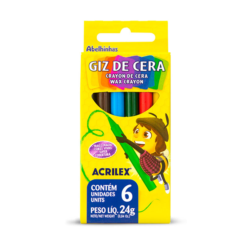 Giz de cera 6 cores 09006 Acrilex - Escolar - Lepok