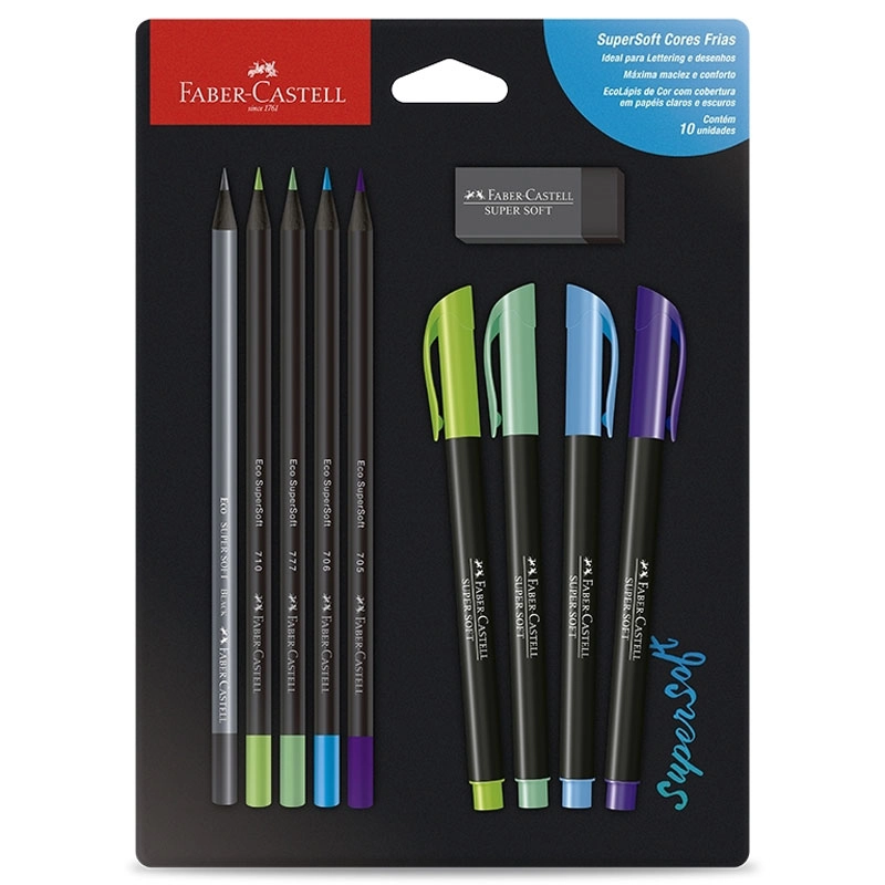 Kit Supersoft cores frias com 10 itens KIT/SSCFRIAS - Faber-Castell