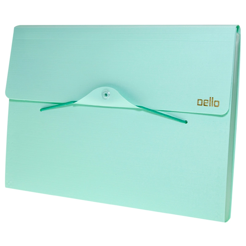 Pasta sanfonada A4 com 12 divisórias Linho serena - Verde pastel - 6096.VP - Dello