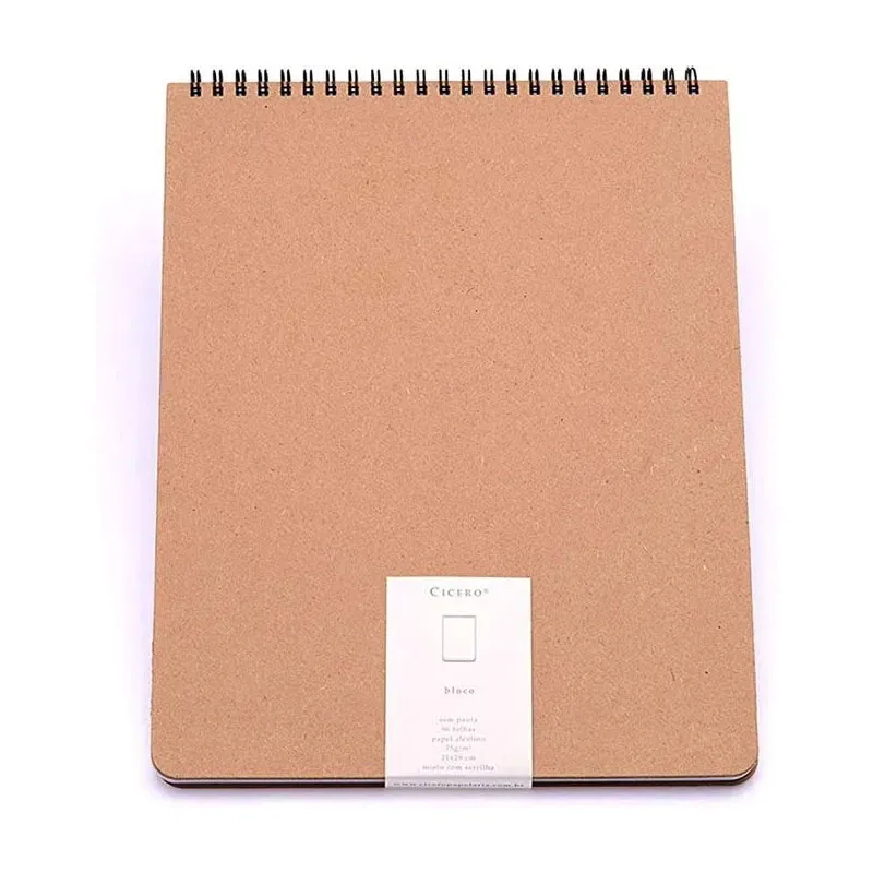Bloco espiral sem pauta com 96 folhas Kraft 0432 - Cicero