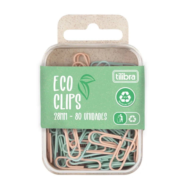 Clips colorido eco 28mm com 80 unidades 346586 - Tilibra