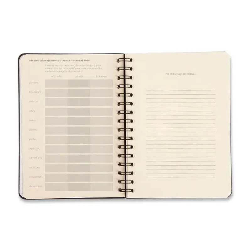 Planner espiral permanente A5 financeiro Clássica Preto 2026 - Cicero