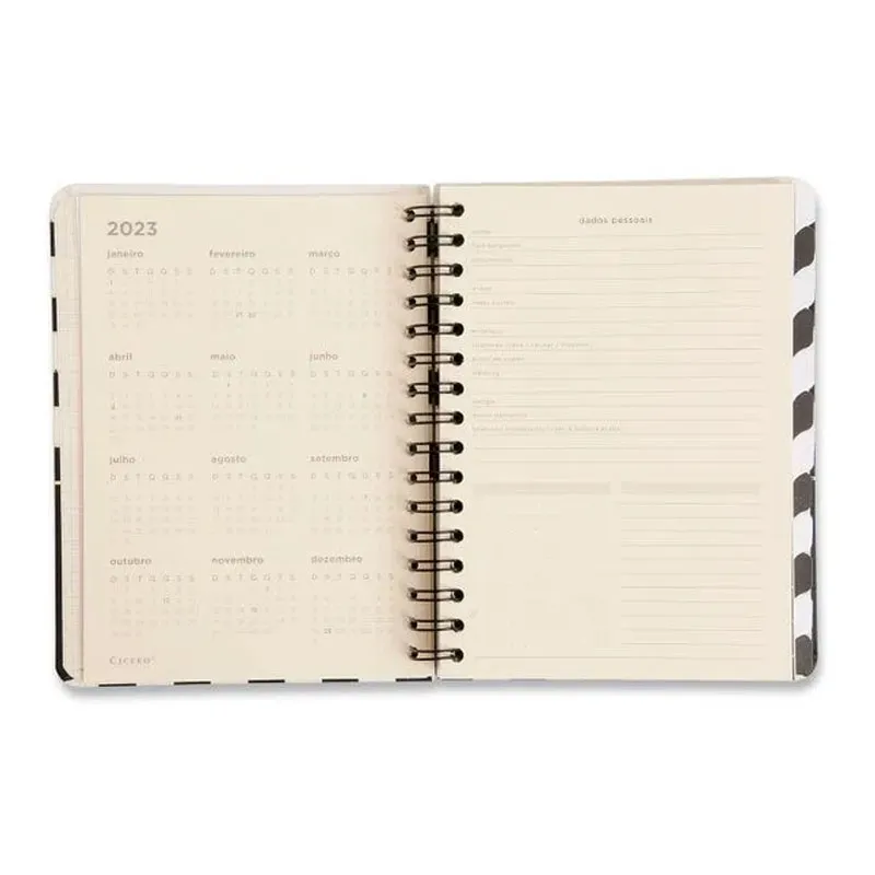 Planner espiral permanente A5 semanal Clássica Preto 2026 - Cicero