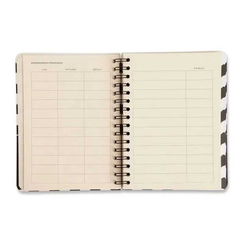 Planner espiral permanente A5 semanal Clássica Preto 2026 - Cicero