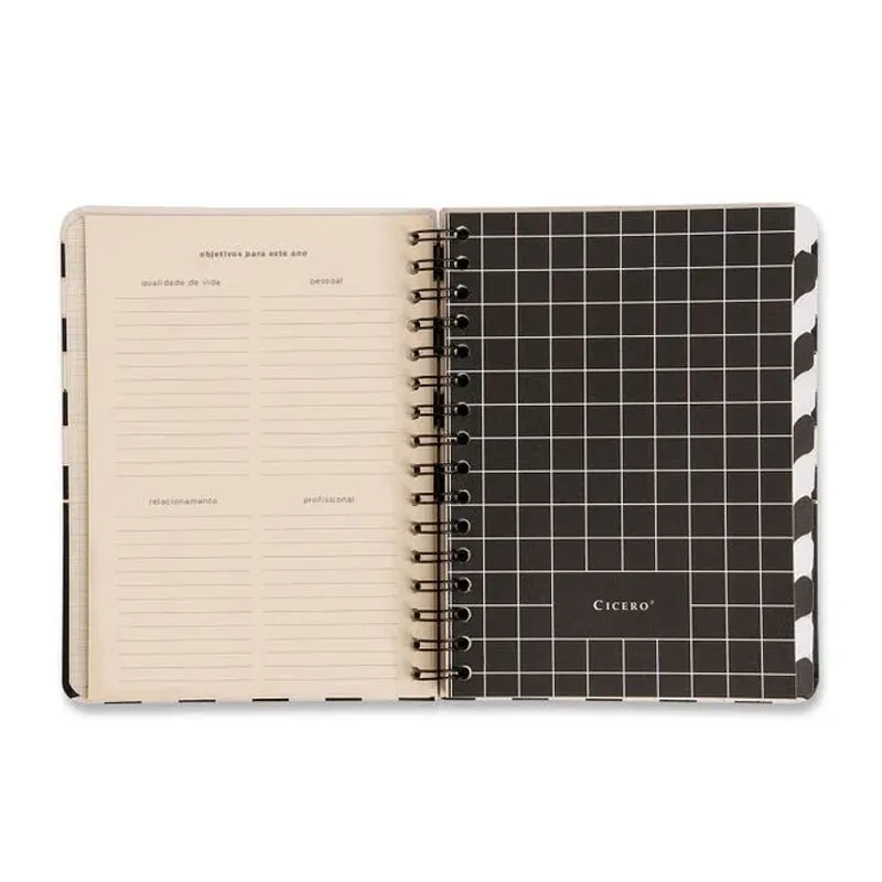 Planner espiral permanente A5 semanal Clássica Preto 2026 - Cicero