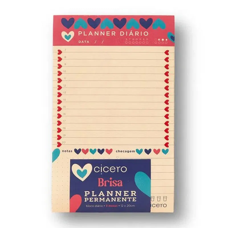 Bloco planner diário permanente Brisa 12x20 - Cicero