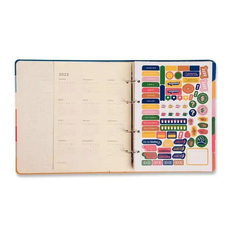 Caderno argolado criativo organizador 100 folhas Ladrilhos Coração - Cicero