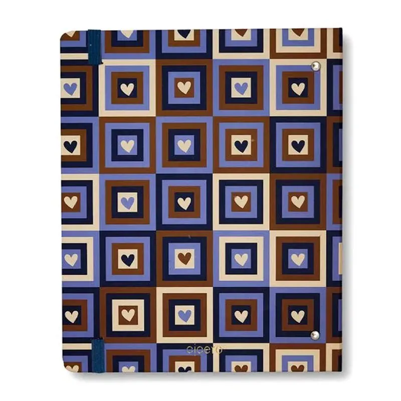 Caderno argolado criativo organizador 100 folhas Ladrilhos Coração - Cicero