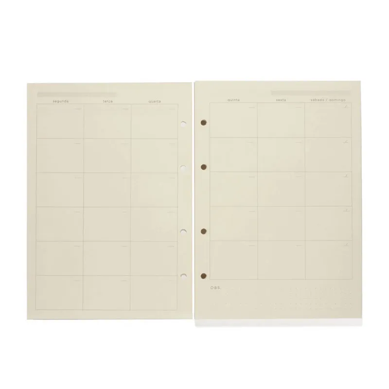 Bloco refil médio permanente argolado Pólen planner semanal 101 folhas - Cicero