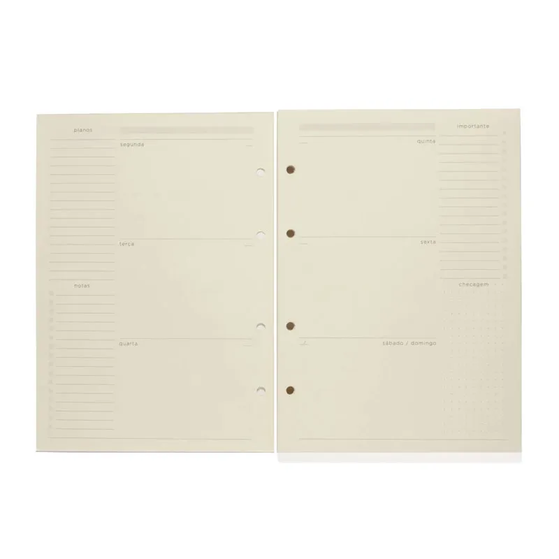 Bloco refil médio permanente argolado Pólen planner semanal 101 folhas - Cicero