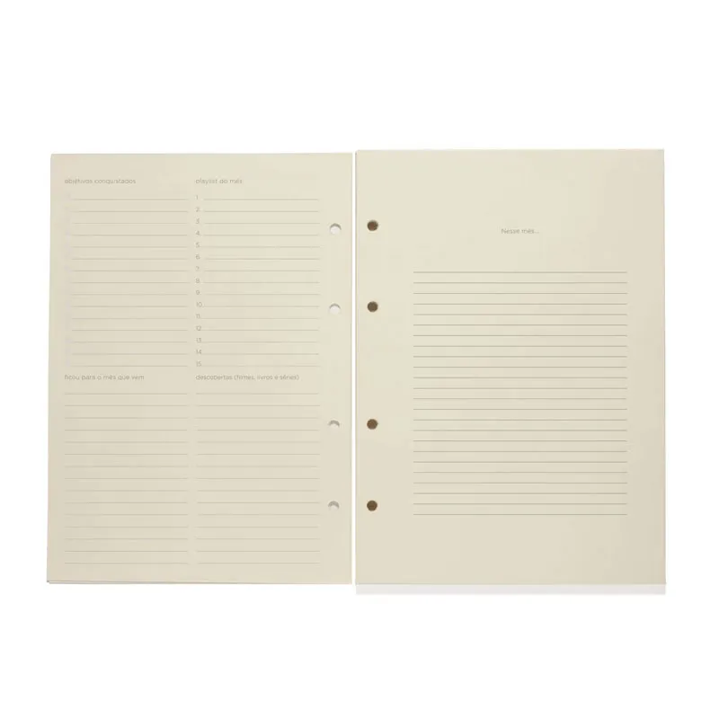 Bloco refil médio permanente argolado Pólen planner semanal 101 folhas - Cicero