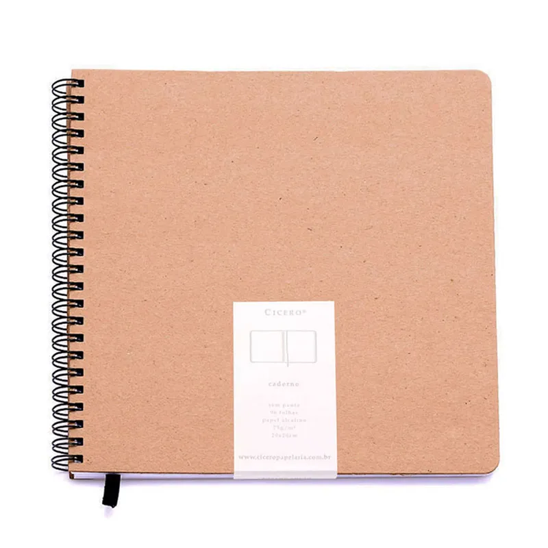 Caderno espiral capa dura sem pauta Médio 96 folhas wire-o Kraft - Cicero